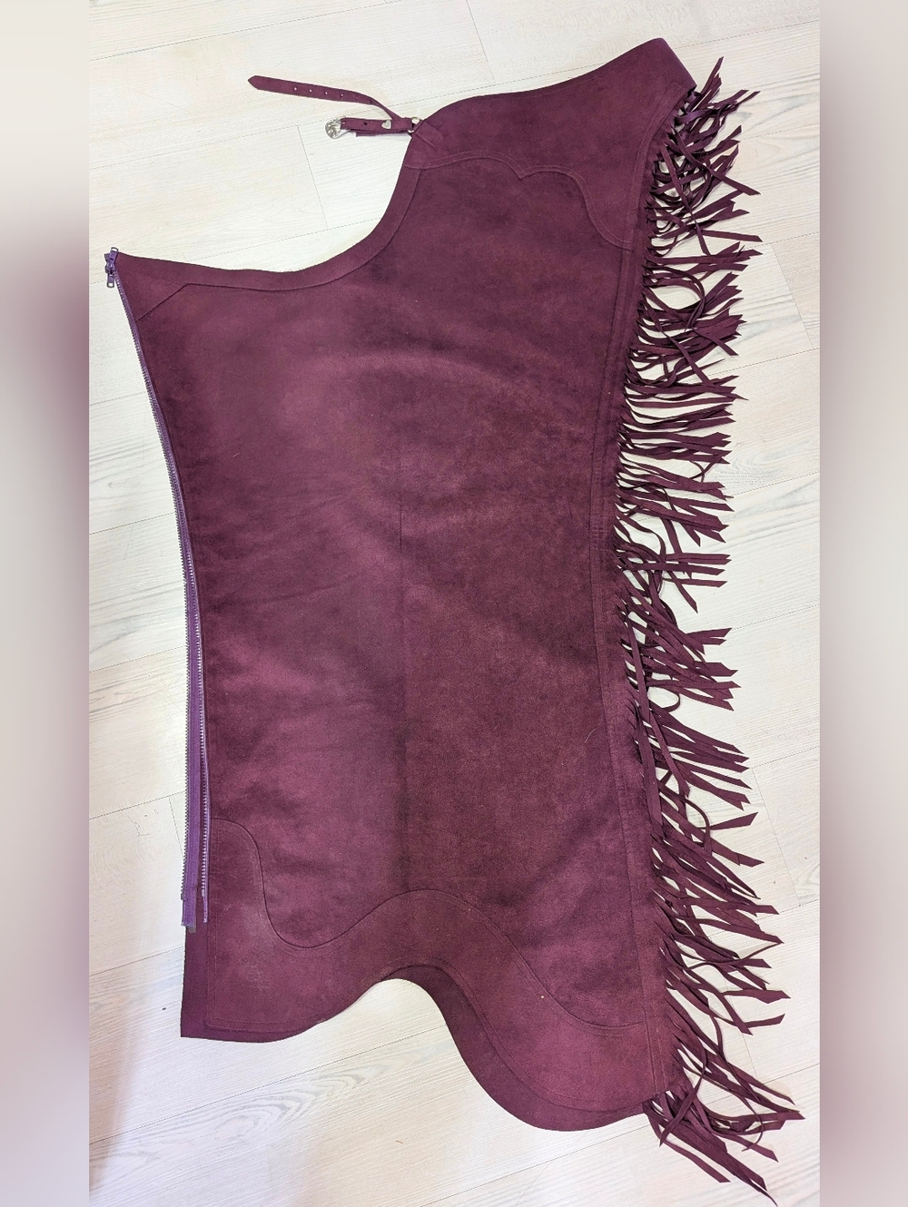 XL Custom Maroon Ultrasuede Horse Show Chaps